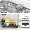 Dish Drainer Rack Kitchen Sink Drying Rack Bowl Plate Holder W/360°Drip Tray UK