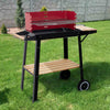 Charcoal BBQ Rotisserie Grill Roaster w/ 5-Level Height Grill Grate&Wood Shelves
