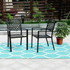 Garden Chair Set of 2 Black Stackable Waterproof Outdoor Dining Chairs Furniture