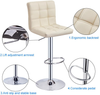 Bar Stool Set of 2 Adjustable Swivel Faux Leather Footrest Metal Beige