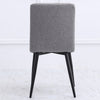 Set of 4 Dining Chairs Kitchen Breakfast Grey Linen Fabric Padded Seat Metal Leg