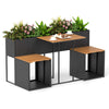 Raised Garden Bed With Patio Furniture Table with Chairs Set