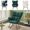 Ergonomic High Back Rocking Chair Linen Patchwork Rocker Armchair Recliner Seat