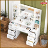 Dressing Table with LED Lights Mirror w/ 7 Drawers Vanity Make up Desk Dresser