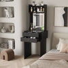 Small Dressing Table with Foldable Side Panel LED Light Mirror Shelves Vanity