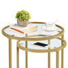 Round Side End Table Gold Nesting Table with Glass Top for Living Room/ Bedroom