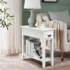 2 Tier End Table Narrow Nightstand w/ Storage Drawer