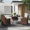 Square Round Rattan Coffee Table with 2/4 Chairs Set Bistro Outdoor Garden Patio