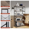 5-Tier Bookshelf Wood Bookcase Home Office Standing Display Rack-Grey