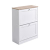 Wooden Shoe Cabinet 2 Drawer Footwear Rack Cupboard Organiser Shelf Unit Hallway