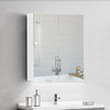 White Bathroom Cabinet Mirrored Surface 2 Doors 3 Shelves Wall Mounted Storage
