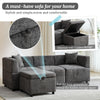 3 Seater Sofa Corner Sofa with Storage Chaise L Shaped Sofa Couch Settee Grey