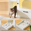 White Cat Litter Box Enclosure, Hidden Litter Box Furniture,4 Drawers,W/LED