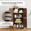 Pantry Cabinet Floor Storage Cabinet with Adjustable Shelves-Brown