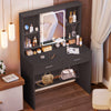 LED Dressing Table with 2 Drawers and 4 Open Shelves Vanity Table Black