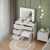 Vanity Dressing Table Set w/ LED Mirror High Gloss 4 Drawers Makeup Desk Bedroom