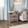 Bedroom Nightstand Farmhouse Bed Side Table End Table w/Open Shelf & 2 Drawers