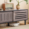 Slatted Sliding Door TV Cabinet Stand Entertainment Center Media Console Storage