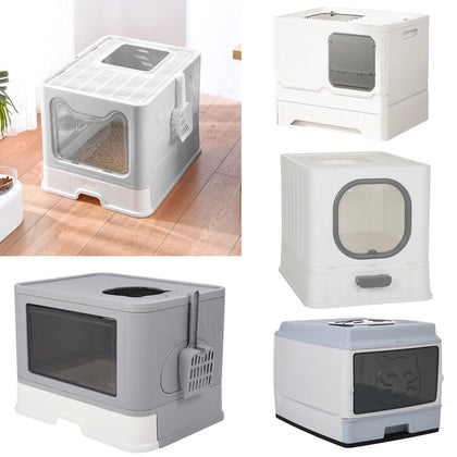 Large Self-Cleaning Hooded Cat Litter Box Enclosed Kitten Toilet Box Potty Tray