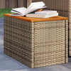 Garden Side Tables Dining Table 2 pcs Beige Poly Rattan Solid Wood