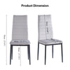 4pcs High Back Light Grey Velvet Dining Chairs Padded Seat Dining Room Kitchen