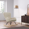 Modern Rocking Chair Fabric Upholstered Relax Rocker Lounge Chair Wingback Beige