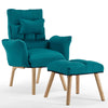 Blue Lazy Chair with Footstool Relax Lounge Chair Accent Armchair Sofa Chair