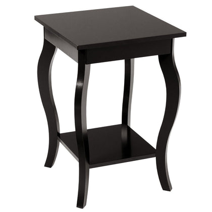 Accent Table End Table with Curved Legs 2-Tier Open Storage Shelves-Coffee