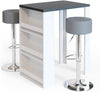 Bar Table Set with 2 Swivel Stools & Storage Shelves Anthracite White Modern