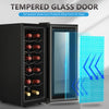 33L Freestanding Wine Fridge with Temperature Control, LED Light, 12 Bottles UK