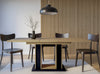 Extendable Dining Table Oak Finish Extending 140 180cm Black Pillar Frame Ford