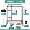 Heavy Duty Double Clothes Rail 120KG Load Cloth Rack With Shelves & Shoe Stand