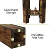 Wooden Round Dining Table for 4, Small Kitchen Dinner Table with Storage Shelf
