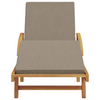 Folding Sun Lounger with Wheels & Cushion Taupe Solid Wood Acacia