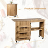 2-In-1 Folding Sewing Table Rolling Craft Table Movable Sewing Desk w/Storage