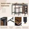 Bar Table Set 3 Piece Industrial Metal Table Stools Storage Shelves Space Saver
