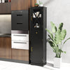 Tall Bathroom Storage Cabinet Floor Cabinet with Glass Door and Drawer Black