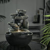 Indoor Desktop Cascading Stone Water Feature Fountain with LED Lights Home Decor