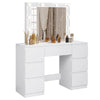 Vanity Dressing Table with LED Lights – Large Mirror & 7 Drawers Makeup Desk for