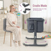 3-in-1 Baby Bedside Bassinet w/Safety Strap & Storage Bag-Grey