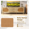 Boho Entertainment Center Media Console Table-Natural