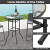 68x68CM Outdoor Bistro Coffee Table Patio Side Table Dining Table w/ Round Glass