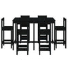 7 Piece Garden Bar Set Black Solid Wood Pine