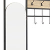 Modern Mirror Metal Coat Rack Stand with Shoe Storage Hallway Furniture 8 Hooks