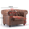 Distressed Tan Leather Fabric Chesterfield Armchair Button Tub Chair Club Chair