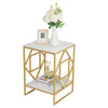 FATIVO 2 Tier White Marble Side End Table Golden Frame Lounge Sofa Beside Table