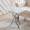 Clear Tempered Glass Sofa Side Table Chrome Legs End Coffee Table Lamp Stand