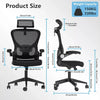Ergonomic Office Chair, Lumbar Support Chair Adjustable Headrest High Back Black