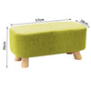 Linen Padded Footrest Rectangle Low Stool Solid Wood Legs Pouffe Seat Ottoman UK