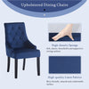 2x Blue Velvet Dining Chairs Button-Tufted Upholstered with Rivets Ring Pull